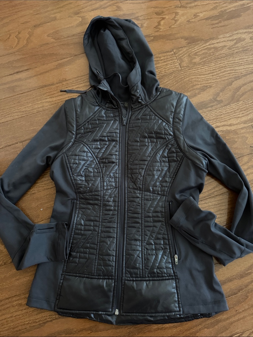 Zella Black Quilted Hooded Bomber Vest or Jacket